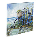 24" H x 24" L Textured Canvas, Coastal Shore with Bike