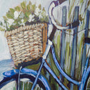 24" H x 24" L Textured Canvas, Coastal Shore with Bike