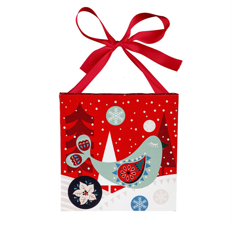 8" H x 8" L Mini Canvas with Plaid Ribbon,Holiday Animals