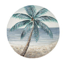 16" L x 16" H Round Canvas Wall Art, Palm Tree