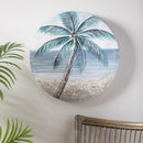 16" L x 16" H Round Canvas Wall Art, Palm Tree