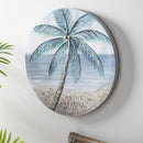 16" L x 16" H Round Canvas Wall Art, Palm Tree