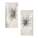 15 "L x 32" H Hand Painted Canvas, Butterflies, Set of 2