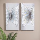 15 "L x 32" H Hand Painted Canvas, Butterflies, Set of 2