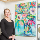 24" L x 36" H Outdoor Canvas, Color Burst Flowers