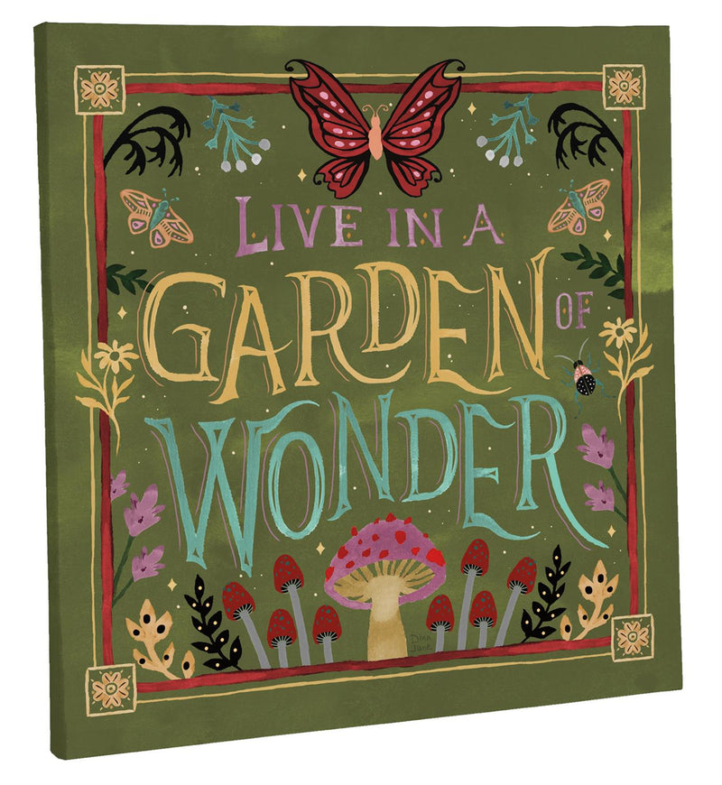 14" H x 14" L Outdoor Canvas, "Live in a Garden of Wonder"