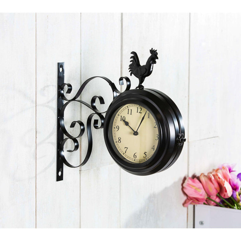 Petal & Plow Outdoor Wall D√©cor, Clock, Metal, Rooster