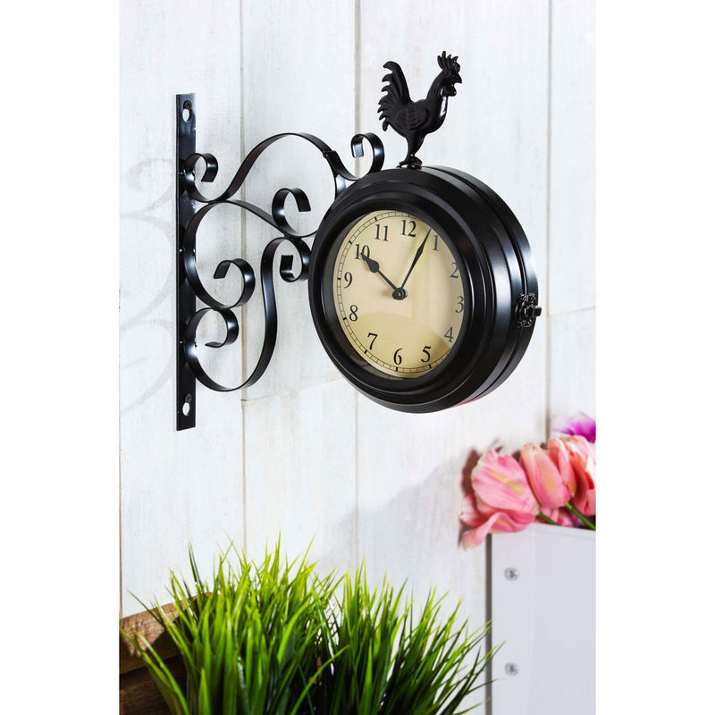 Petal & Plow Outdoor Wall D√©cor, Clock, Metal, Rooster