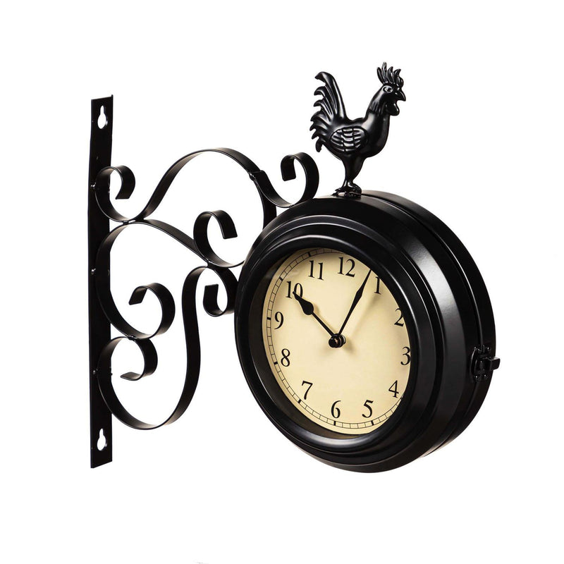 Petal & Plow Outdoor Wall D√©cor, Clock, Metal, Rooster