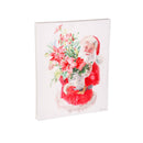 16" H x 20" L LED Canvas, Santa carrying Poinsettia,6ltc16