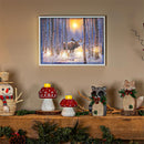 Woodland Storybook Wall Decor, LED Canvas with White Frame, Moose, 16" L x 12" H