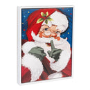 Traditional Santa Wall Decor, LED Canvas with White Frame, Classic Santa, 16" L x 12" H