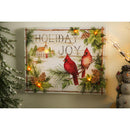 20" L x 16" H LED Indoor Canvas, Holiday Church with Cardinals