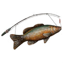 Metal Trout with Fishing Rod Wall Decor