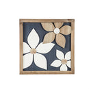 Blue and Brown Flower Wood Wall Décor, Set of 2