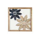 Blue and Brown Flower Wood Wall Décor, Set of 2