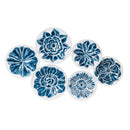 Six Round Plate Blue and White Embossed Wall Decor,6m538