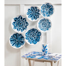 Six Round Plate Blue and White Embossed Wall Decor,6m538