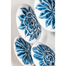 Six Round Plate Blue and White Embossed Wall Decor,6m538
