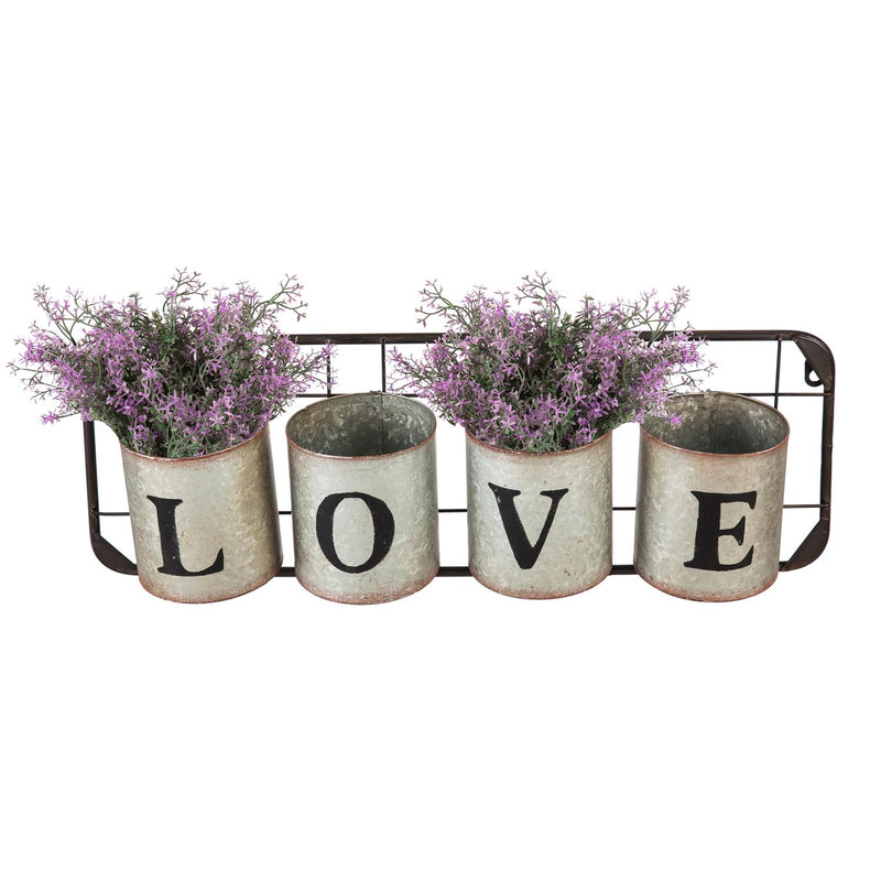 Galvanized Metal Wall Pockets "LOVE"