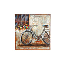 24"x24" Metal Painted Countryside Bike with Florals Wall Décor
