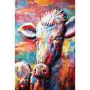 24" x 36" Metal Colorful Cows Wall Art