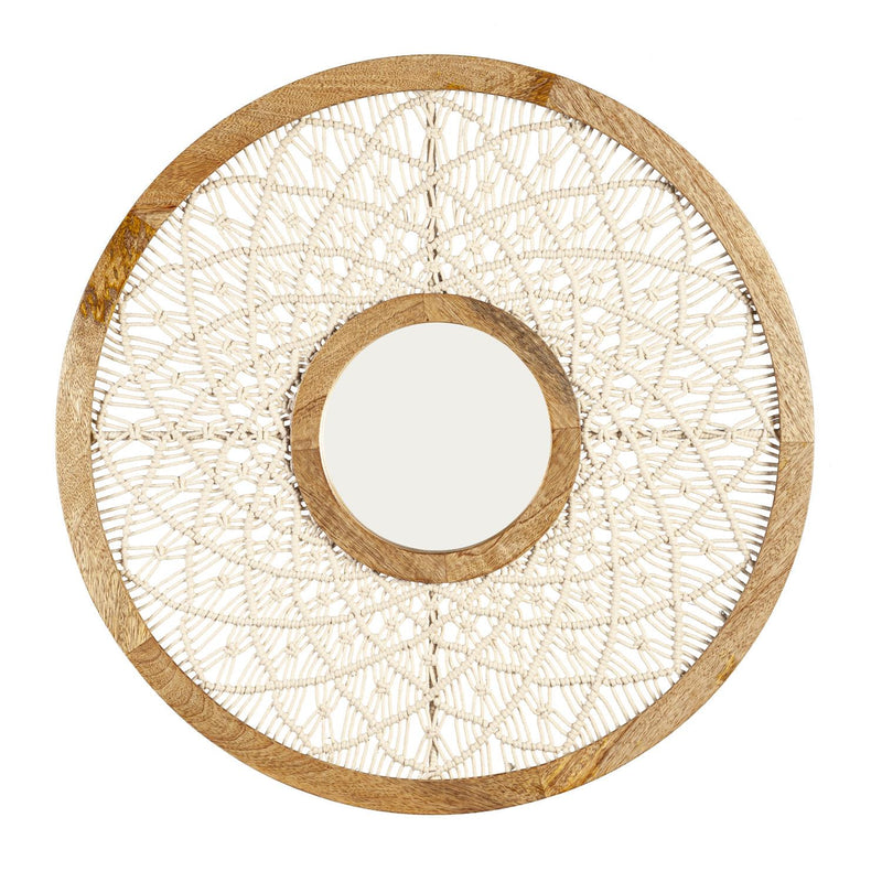 Blue Coastal Indoor Wall D√©cor, Alternative Wall, Macrame Circular Mirror, 25"