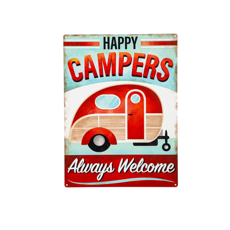 11.5"L x 15.5"H Metal USA Wall Decor, Happy Campers,6m9227