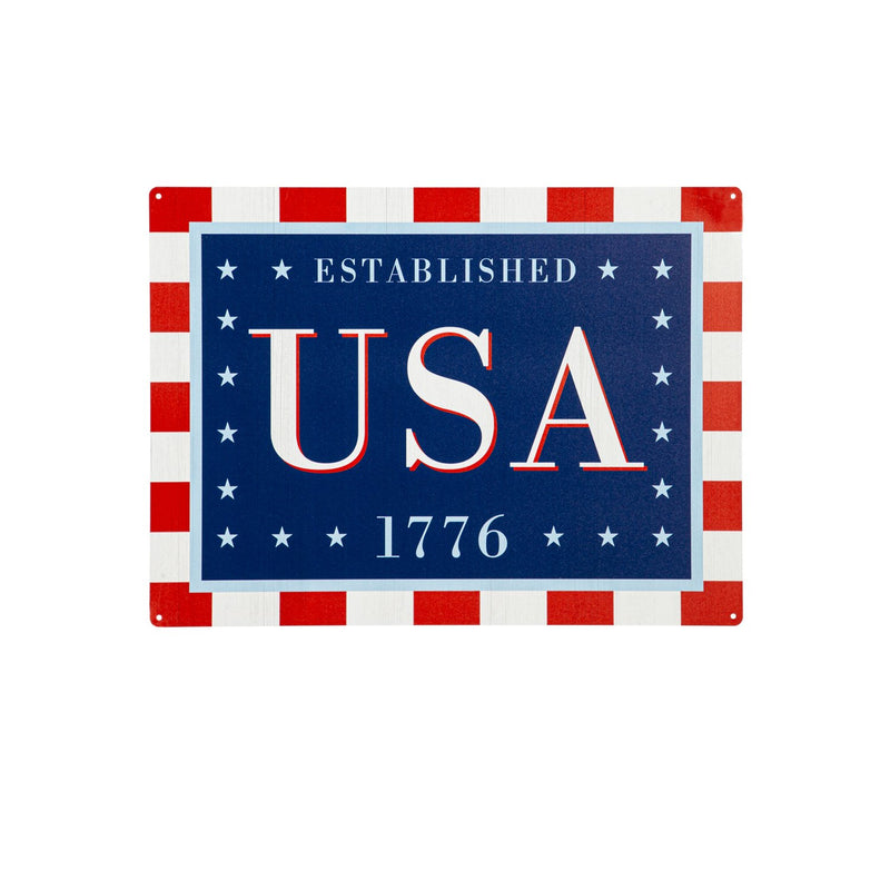 15.5"L x 11.5"H Metal USA Wall Décor, Est. 1776,6m9228