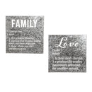14" x 14" Galvanized Metal Wall Decor with Die Cut Words, Set of 2