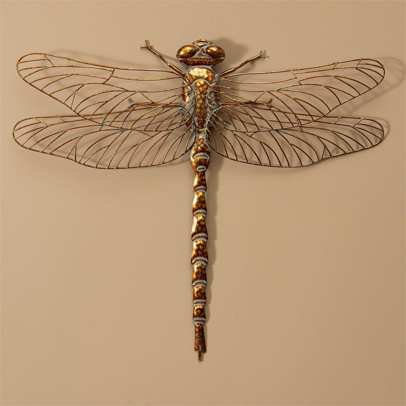 Pollinator Garden Indoor Wall Décor, Metal, Gold Dragonfly, 26" L x 23" H