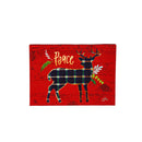 8" H x 6" L Mini LED Canvas,Plaid Deer and Trees