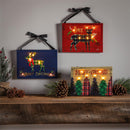 8" H x 6" L Mini LED Canvas,Plaid Deer and Trees