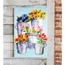 24" H x 36" L Buckets and Floral Outdoor Wall Canvas