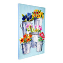 24" H x 36" L Buckets and Floral Outdoor Wall Canvas