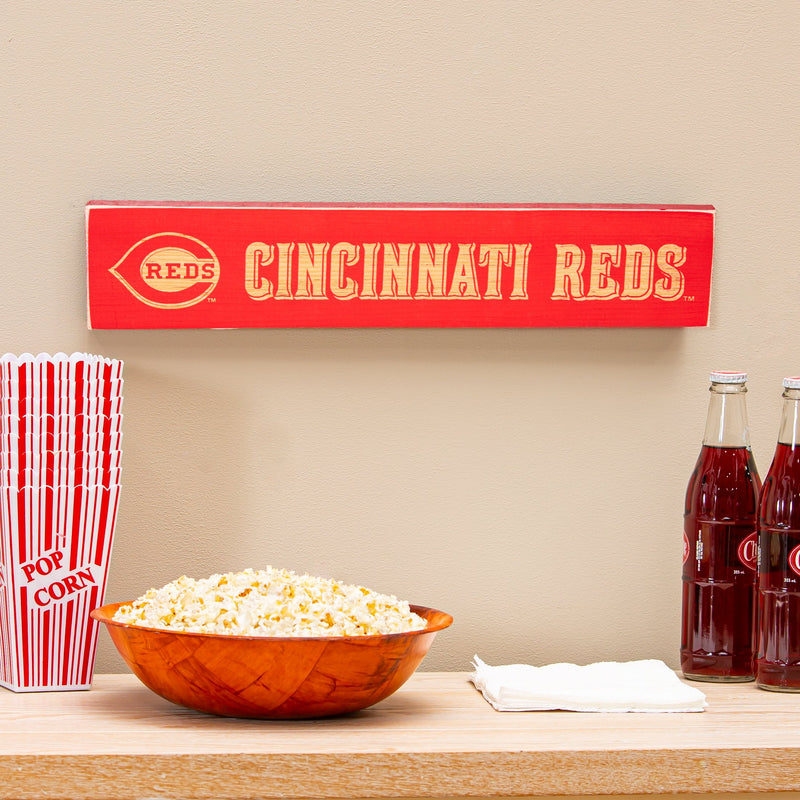 Cincinnati Reds Engraved Wood Sign, 3.5" x 18"
