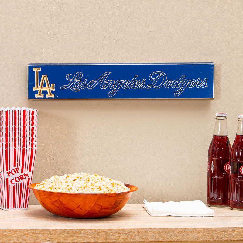 Los Angeles Dodgers Engraved Wood Sign, 3.5" x 18"