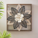 16" H x 16" L Brown Flower Wood and Metal Wall Décor