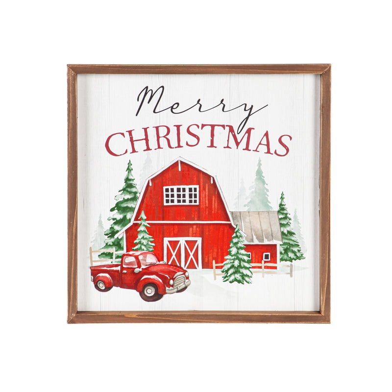 16" H x 16" L Indoor Framed Wood Wall Art "Merry Christmas"