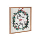 16" H x 16" L Indoor Framed Wood Wall Art "Peace Love Joy"