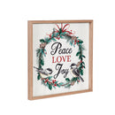 16" H x 16" L Indoor Framed Wood Wall Art "Peace Love Joy"
