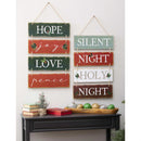 18" H x 6" L Indoor Wood Plank Wall Art with Rope, Holiday Phrases, Asst of 2