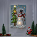Traditional Santa Wall Decor, LED MGO Textured Wall, Snowman with Tree