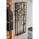 Embossed Gold Metal Leaf and Branches with Black Frame Wall Decor