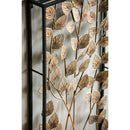 Embossed Gold Metal Leaf and Branches with Black Frame Wall Decor