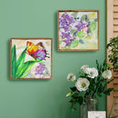 Textile Golden Lilac Wall Decor, Set of 2, 8" L x 8" H,