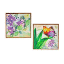 Textile Golden Lilac Wall Decor, Set of 2, 8" L x 8" H,