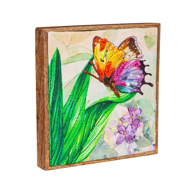 Textile Golden Lilac Wall Decor, Set of 2, 8" L x 8" H,