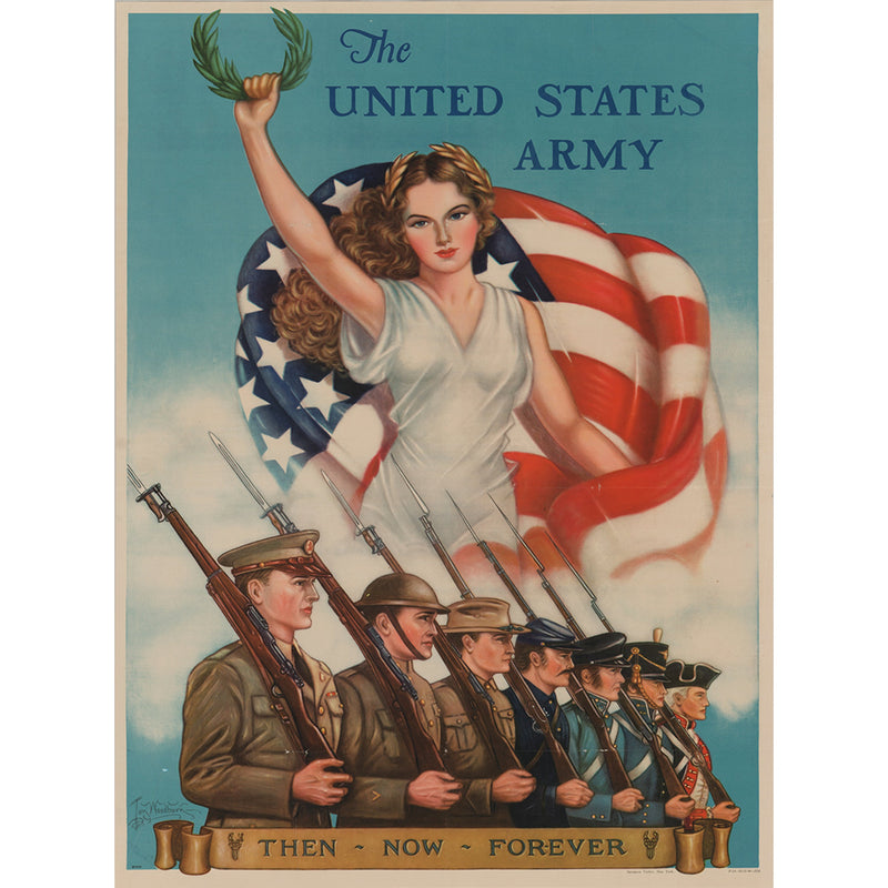 Then, Now, Forever US Vintage Military 15.5"L x 11.5"H Metal USA Wall Decor