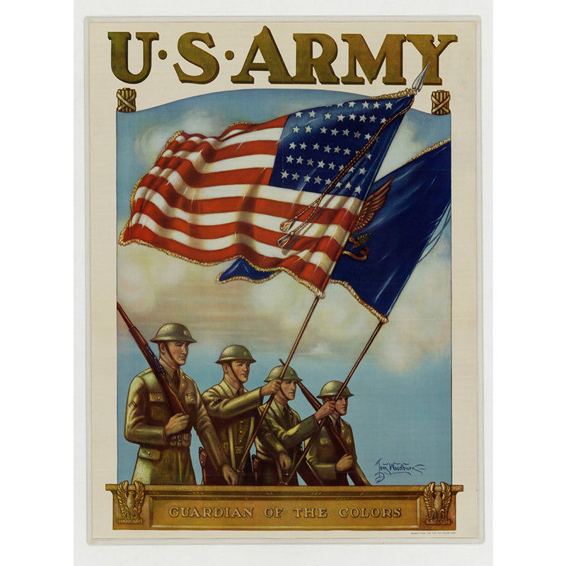 Guardian of the Colors US Vintage Military 15.5"L x 11.5"H Metal USA Wall Decor
